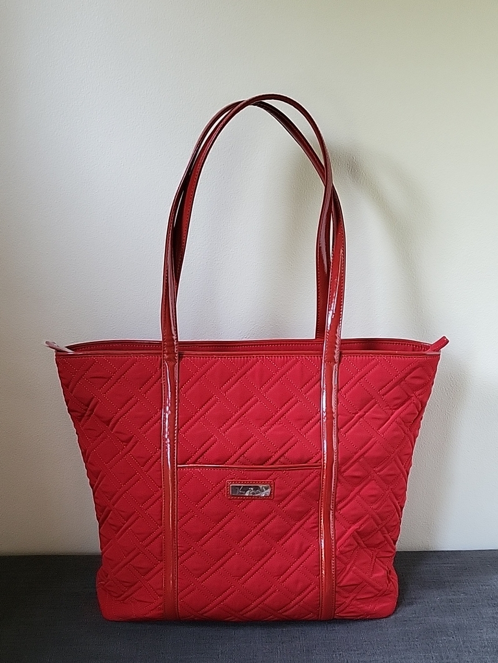 Vera Bradley Trimmed Vera Tote Tango Red Quilted NWT